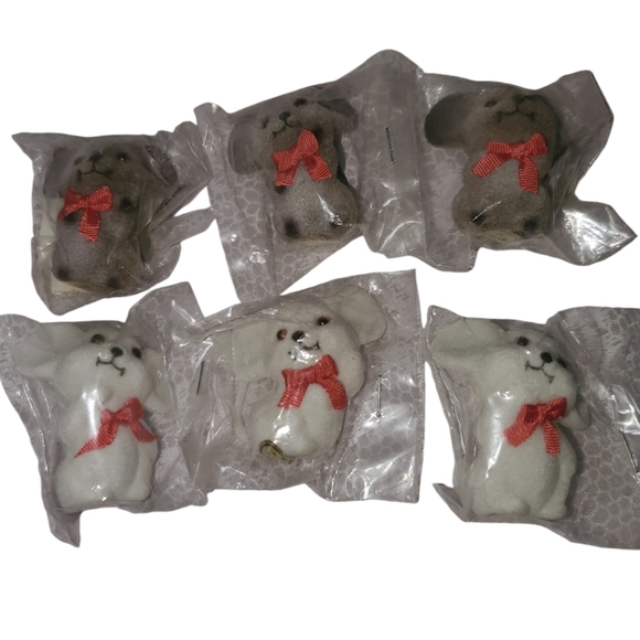 Small vintage flocked mice lot - Picture 2 of 4